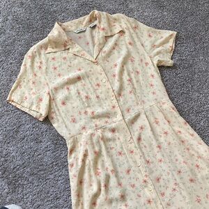 Vintage 90s Eddie Bauer Button Front Shirtdress Floral Dress Phoebe sz M TALL